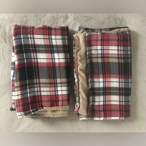 Eddie Bauer Home Pillow Shams Set of 2 Plaid Red Green Beige Standard Size
